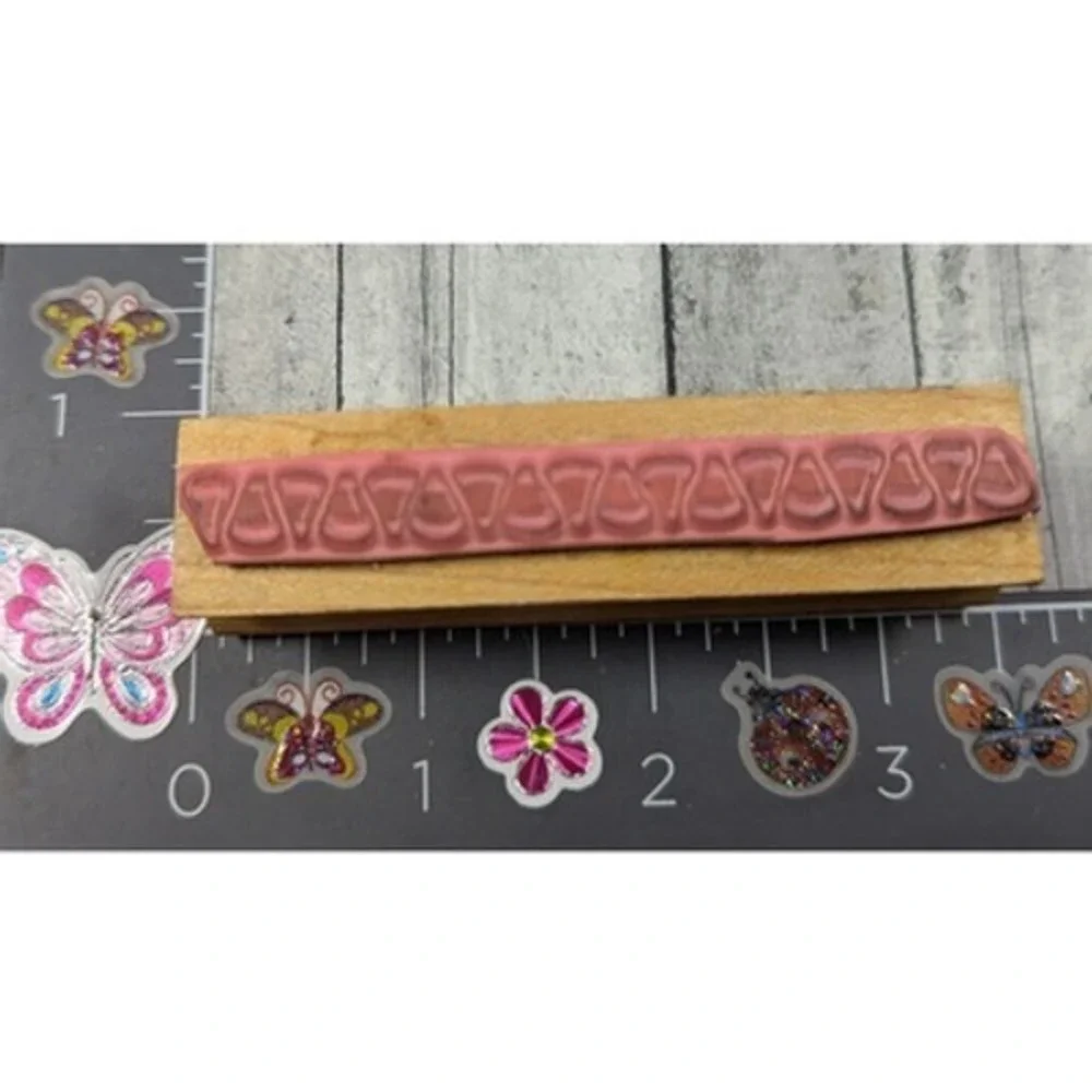 The Stamp Pad Candy Corn Border Halloween Rubber Stamp Wood #D50